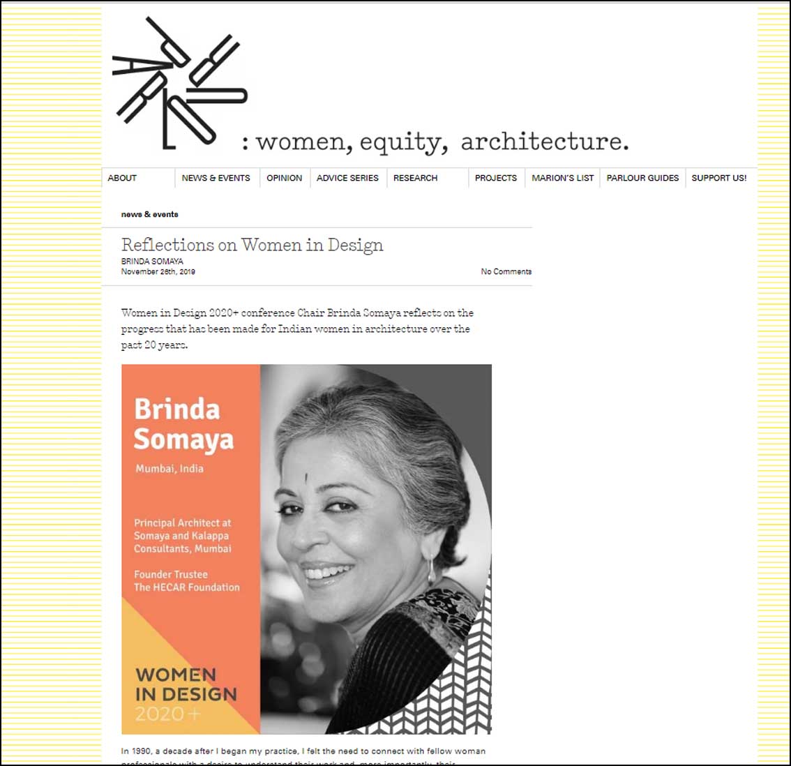 Reflections on Women in Design, Brinda somaya,Archi parlour - November 2019